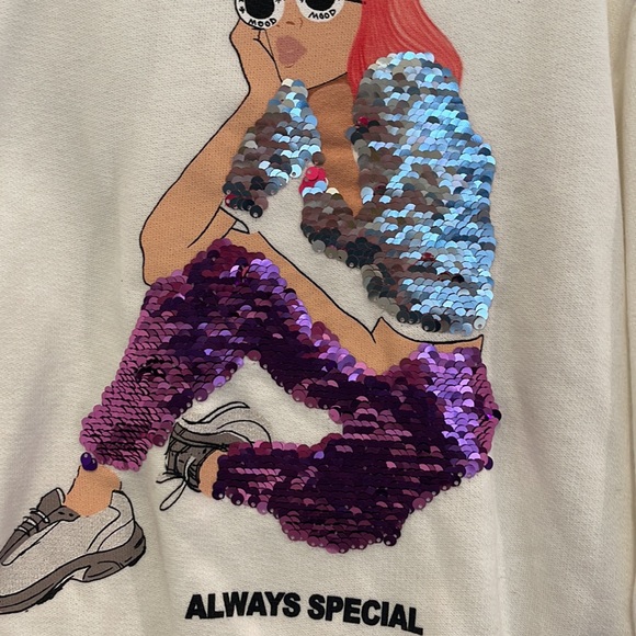 NWT size 6 Zara Girls Reversible Sequin Hooded Sweatshirt! - Picture 7 of 12